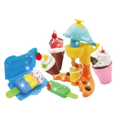 China Play With Tools Plastic Mold Factory Direct Sale Ice Cream Maker Play Dough Set Handmade DIY Toy Creative Kit With Dough And Molds For Kids for sale