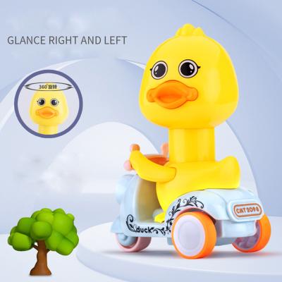 China Factory Price Press Release Cartoon Duck PVC Pink Yellow Kids Small Or Blue Motorcycle Car Toy HTQQ-HD-0005 for sale