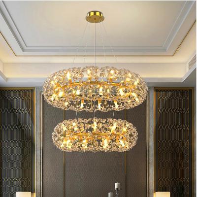 China Beautiful New Elegant Double Layer Crystal Pendants Decoration Crystal Chandelier for Home Decoration for sale