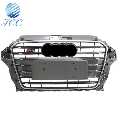 China RS Style S STYLE BLACK SILVER CHROME HONEYCOMB MESH GRILL FOR AUDI A3/S3/RS3 2013 2015 for sale