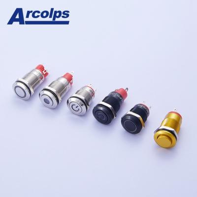 China ON-OFF Momentary 12v LED Stainless Steel Flat Head button16mm Self Return Momentary laching Push Button Switch for sale