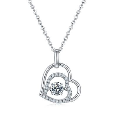 China CLASSIC Wholesale Jewelry 1.0ct D Color Lab Diamond Necklace 925 Sterling Silver Pendant VVS1 Moissanite Jumping Pendant  For Women for sale