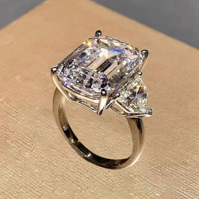 China CLASSIC Sparkle S925 Sterling Silver 8A Big Cubic Zirconia Promise Ring Set Engagement Wedding High-Carbon Diamond Rings Jewelry Women for sale