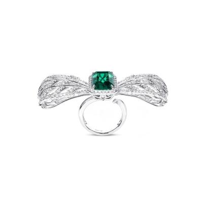 China CLASSIC S925 Sterling Silver 8A Zirconia Promise butterfly Ring Engagement Wedding rock candy Diamond 18k gold Emerald Jewelry Men Women for sale