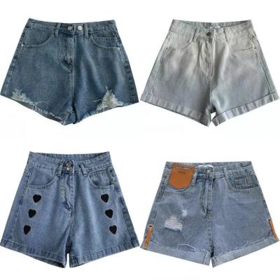 China Viable Women's Denim Shorts 2023 New High Waist Shorts Women's Casual Loose Fit Women's Fashion Elastic Large Leg Wide Leg Jeans for sale