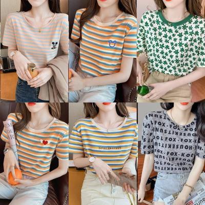 China High quality fashion women's sleeve QUICK DRY pure cotton thick short T-shirt 100% printing women's T-shirt fashion for sale