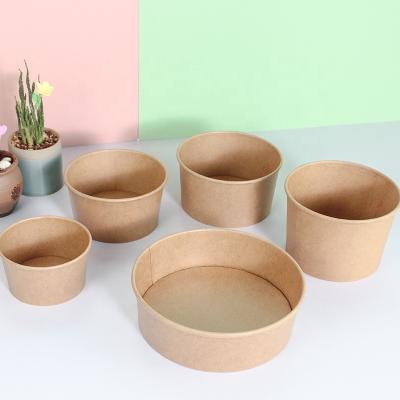 China Disposable Biodegradable White Paper Biodegradable Bow Take Away Kraft Paper Salad Bowl With PET Lid for sale