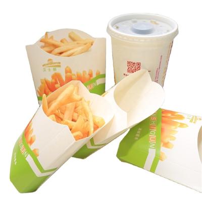 China Disposable Factory Direct Logo Printing French Fries Paper Holder for Potato Chips Packaging and Foldable Wrapping Paper French Fries Boxes for sale