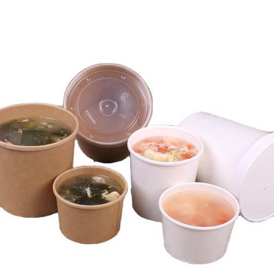 China Disposable Disposable Kraft Paper Soup Bucket Take Away Custom Printed Disposable Kraft Paper Soup Bowl for sale