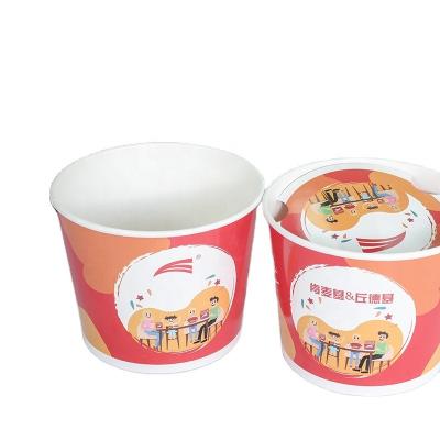 China PLA Biodegradable Disposable White Paper Take Out Soup Bowl With Lid Noodle Paper Bowl With Lid for sale