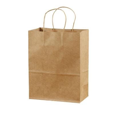 China Wholesale Custom Recyclable Your Own Logo Sturdy Natural Brown Food Gift Wrapping Paper Shopping Bags In Stock With Twist Handles for sale