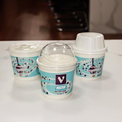 China Customized Logo Double Wall 8oz Disposable Paper Cup With Lid Ice Cream Paper Cup With Lid for sale