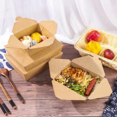 China Logo Printed Disposable Craft Paper Disposable Delivery Takeout Box For Lunch Chinese Meal Place Packing Paper Biodegradable Takeout Box for sale