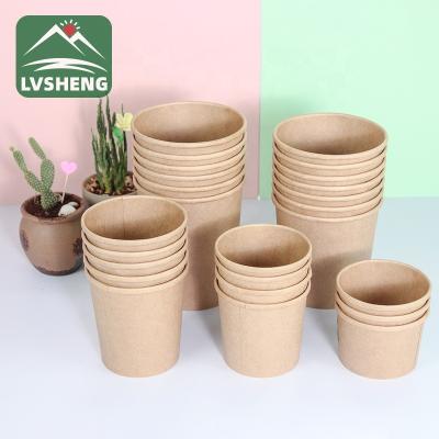 China Disposable Custom Printed Soup Paper Cups With Paper Lid Hot Soup Container For Noodle for sale