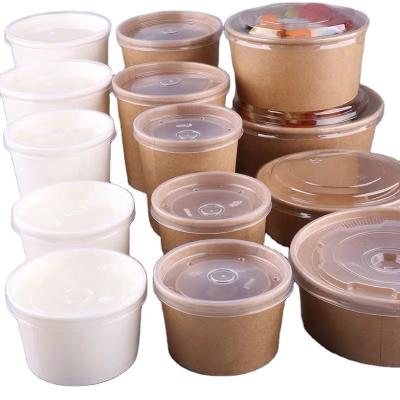 China Disposable Take Away Disposable White Paper Soup Cup Paper Ice Cream Cup And Lid for sale