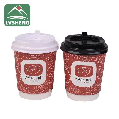 China Disposable Wallpaper Double Cup For Coffee And Eco Friendly PLA Printed Paper Coffee Cup for sale