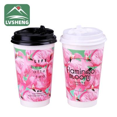 China Copo de papel disposable disposable wallpaper double cup for coffee with logo printing for sale