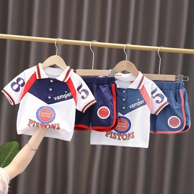 China Summer Casual Lapel T-shirt Basketball T-shirt Sportswear Outfits Suit Baby Boy's Clothing Sets for sale