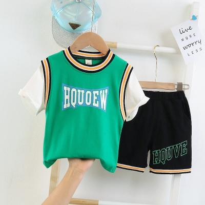 China Casual Baby Basketball Clothes Fashion Sweat-absorbent Organic Cotton Infant Baby Boy Clothing Sets for sale