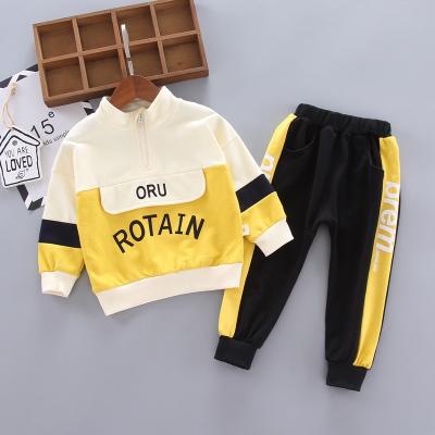 China New Design Kids Clothes Fashion Spring Autumn Boy Clothes Color Block Logo Cotton Set Casual Cute Two Piece Suit Polo Shirt for sale