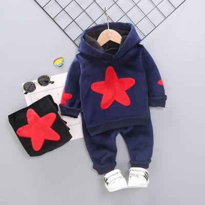 China 2022 winter autumn fleece baby suit best boy star fashion two-piece wear set cute new baby kids casual hoodie sale for sale