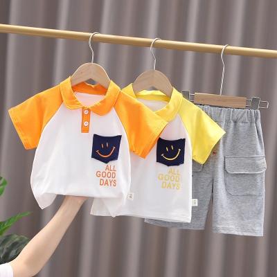 China Casual Casual Sports Shorts Organic Cotton Baby Boy Summer Two Piece Suits Clothing Set for sale