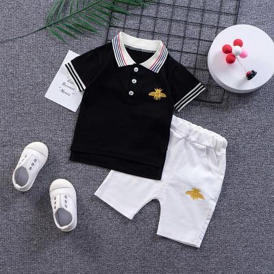 China New Korean version of the casual summer boys and girls polo shirts children's suits of the short-sleeved lapel two-piece set in stock for sale