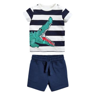 China European casual children's suits and American children's clothing summer new children's suits knitted contrast color short-sleeved suit for sale