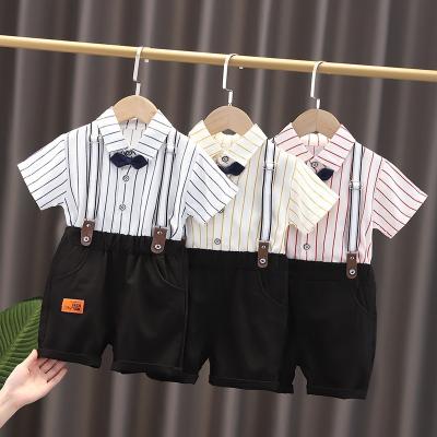 China Two-piece sets of summer casual western style baby boys' short-sleeved college boy's suit jumpsuits for sale