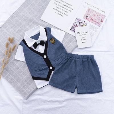 China British summer three-piece vest style short-sleeved vest dress suit 2021 new children's summer casual boys summer suit for sale