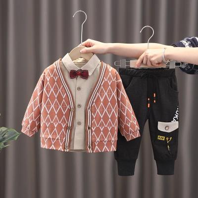 China Fashionable casual plaid children's suit boy's suit three pieces baby clothes spring and autumn children fall toddler set for sale