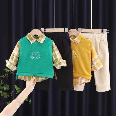 China Casual 1 - 4 Years Shirt Pants Invest Sweater Three Piece Suits Baby Winter Knit Clothing Sets for sale