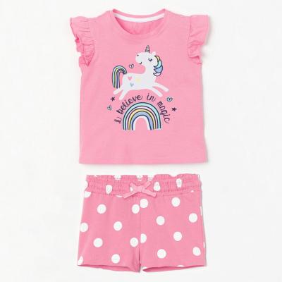 China Wholesale Organic Babies Shorts Suits Casual Pink Sleeveless T-shirt And Clothing Sets for sale