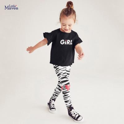 China European children's casual summer new T-shirt and American short-sleeved pants knitted cotton girls suit for sale