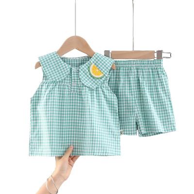 China 2022 new summer version two-piece suits 1-3 years old Korean children's cute casual western style children girls for sale