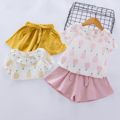 China 2022 new girls' casual foreign girls' clothing style short-sleeved suits baby children's short-sleeved suits for sale