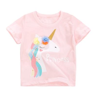 China Low Price Baby Summer Breathable New High Quality Short Sleeve Pink Top Cotton T-Shirt for sale