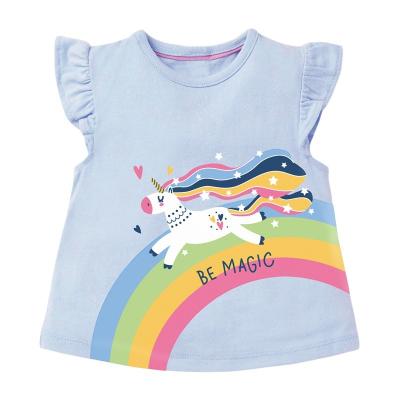 China Breathable Summer Shirts 0-24 Months Cotton Baby Sleeveless Cute Blue T-shirt for sale