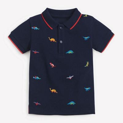 China New Breathable Summer Polo Printing Baby Boy Short Sleeve Knitted T-Shirts for sale