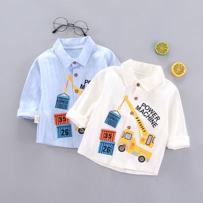 China Breathable Cotton Autumn Cartoon Shirt Slim Baby Boys Long Sleeve Animal Print Shirts 100% Cotton for sale