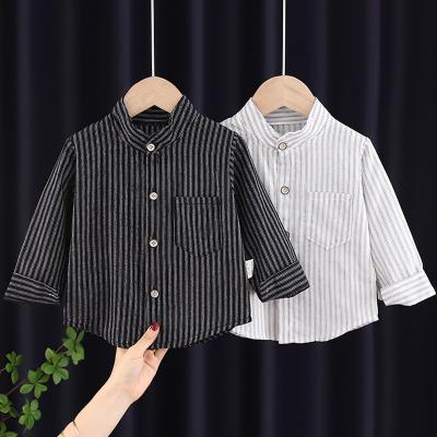 China Kids Casual Shirt High Quality Breathable Custom Baby Long Sleeve Stripe T-shirts 100% Cotton 100% for sale