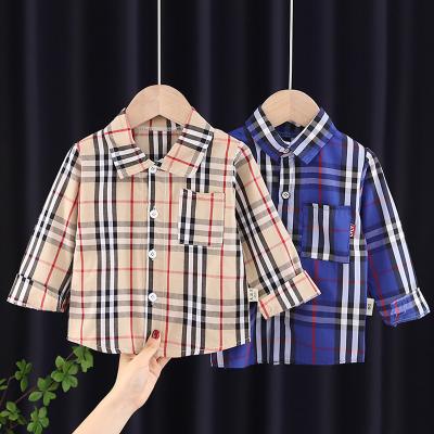 China Baby Boy Fashion Multiple Styles OEM Breathable Cotton 100% Service Plaid T-Shirt Kids Long Sleeve Polo Shirts for sale