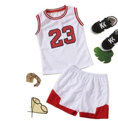 China Casual Letter and Summer Toddler Boys Striped Tank Top&Track Shorts Cute Boy's Tank Tops Cotton Set Basketball Sleeveless Two Piece Suit for sale