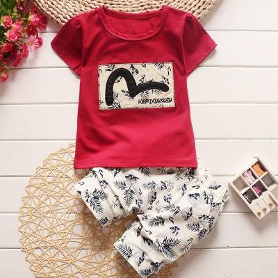 China Kids Casual Clothing Sets Boys High Quality Summer Letter Plaid Pocket T-Shirt Shorts Kids Clothing 1Newest Shorts Boys Clothing Set for sale