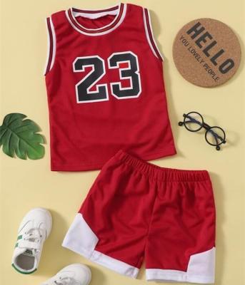 China Summer Vest Top and Shorts Basketball Suit Kids Baby Kids CottonToddler Boys Letter Tank Tops Antibacterial Sleeveless Two-Piece Suit for sale