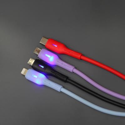 China Bestselling MP3/MP4 Player 3 In 1 Led Indicator Charging Cable For Iphone Samsung Android Charger Usb Cable Fast Charging Type C Data Cable for sale