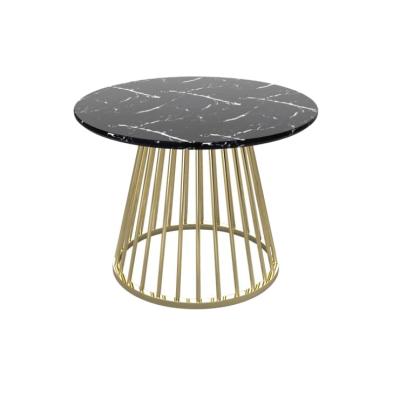 China Delicate coffee table with table top covered with MDF black marble, chromed gold base for sale