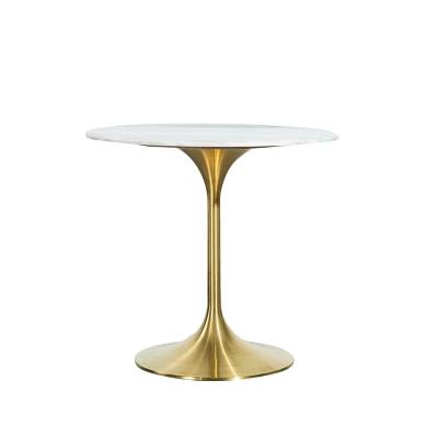 China Other Steel Frame Round Table Small Stone Brass Coffee Table for sale