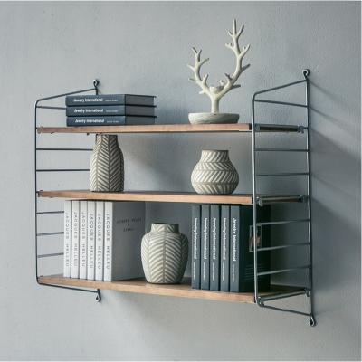 China Wooden Shelf (Other) Metal Wall Shelf Adjustable Wall Hanging Shelf Display Stand for sale