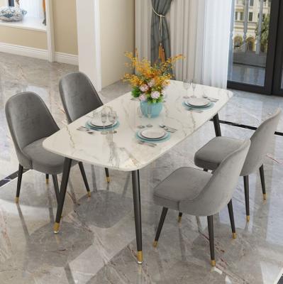 China Other Home Nordic Light Luxury Marble Restaurant Dining Table Multi-person Dining Table Rectangular Iron Table for sale